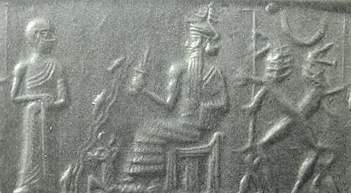 2j - model man fashioned by Enki, Ninhursag, & Ningishzidda into their image & into their likeness, Enki's feet upon his goatfish symbol