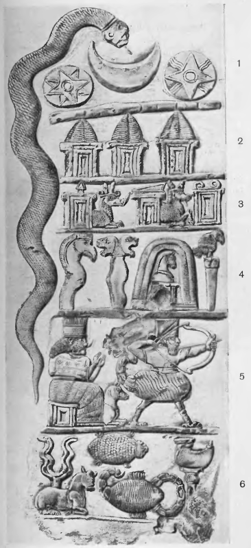 39 - Babylonian kudurru stone of Nebuchadnezzar I; Nabu's animal symbol on 3rd panel down