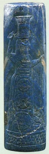 41 - Babylonian seal of Adad, thunder & lightning god