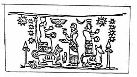 41 - Bau, Ninhursag, & Adad; Ninhursag is very often depicted in the advisory position over younger gods