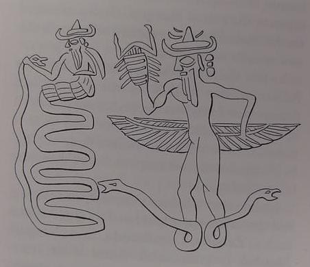 78 - Ningishzidda & entwined serpant, symbols of his DNA work upon modern man