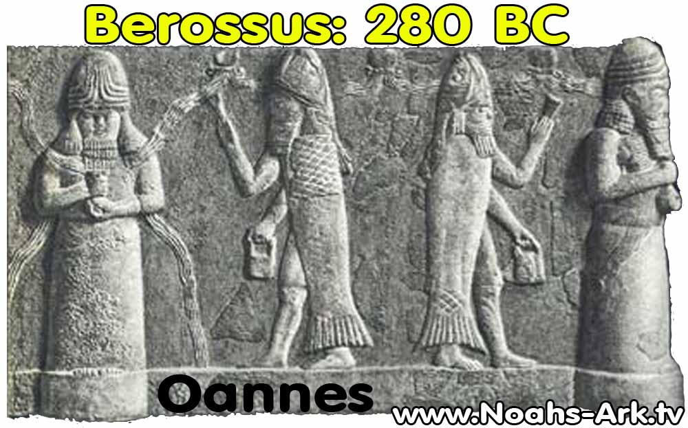 79 - Ningishzidda with horned entwined serpents, & Enki as Dagon, wearing his fish imaged wet suit