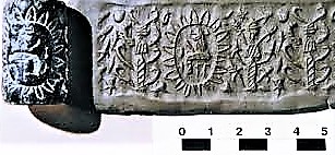 81 - unidentified god in sky-disc, Ningishzidda & his entwined serpents symbol