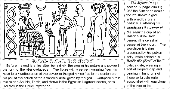 84 - Enki, Ningishzidda, & earthling semi-divine king with spouse; serpent symbols of Ningishzidda