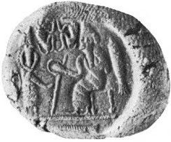 91 - Ningishzidda with entwined serpent symbol, & father Enki, wisest of all the gods