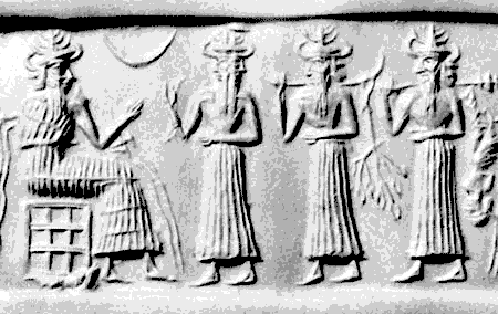 19 - Enki, Isimud, & 2 unidentified son of Enki's doing DNA experiments in the Abzu
