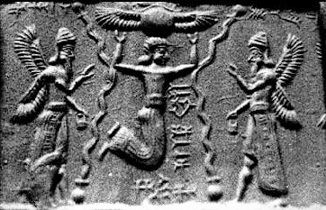 33 - winged sky-disc above alien godsl in Sumer