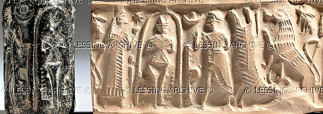 4 - Ereshkigal, naked Inanna, & Namtar in the Underworld; SEE INANNA'S DESCENT TEXTS