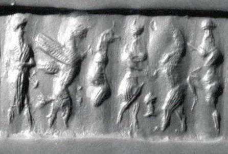 4 - Nannar, Ninurta's winged beast symbol, Zababa's bird beast symbol, Enkidu, Marduk's Mushhushshu symbol, & Gilgamesh