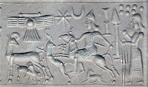 46 - alien sky-disc, Inanna on horseback, & Ninhursag