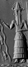 5 - Akkadian cylinder seal impression of the Two-Faced God Isimud