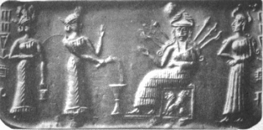 6 - 2 unidentified goddesses, Inanna, & Ninshubur