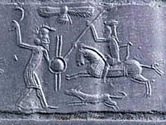 60 - ancient Persian king protected by the gods in winged sky-disc