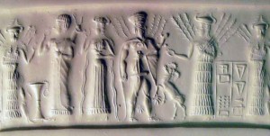 9 - Inanna, giant mixed-breed unidentified king, Ninlil, Haia, & Nisaba