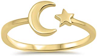 10d - gold ring with Nannar's Moon Crescent & Inanna's star symbols