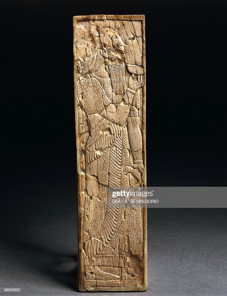 14za - giant semi-divine King Ashurnasirpal II ivory carving, 883 B.C.