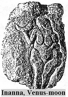 1m - - Roman goddess, Venus holding Moon crescent symbol for her father Nannar
