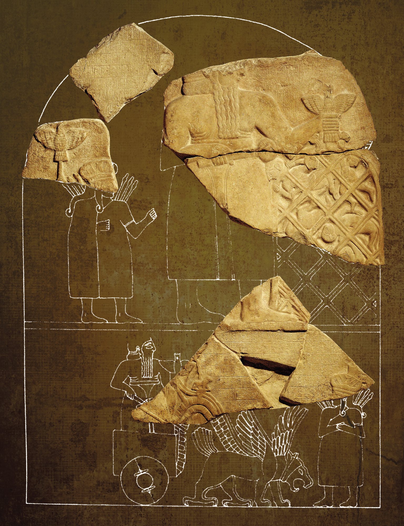 2kk - top panel : Ninhursag & son Ninurta; bottom panel : Ninurta in winged chariot / flying saucer & mother Ninhursag in praise of him