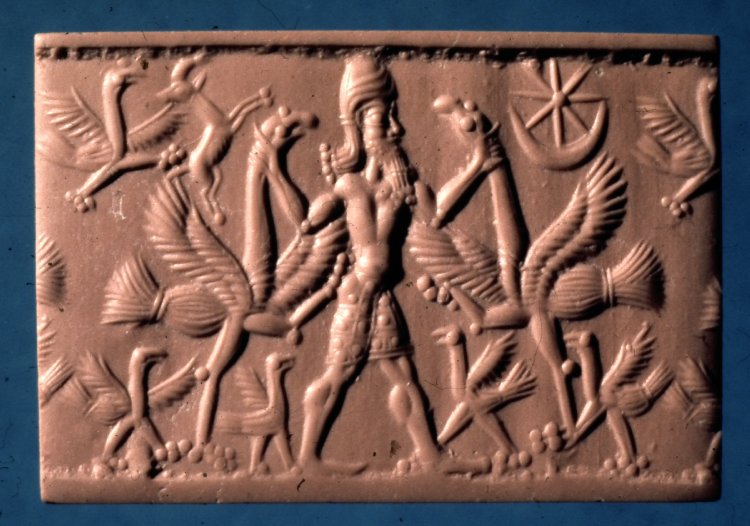 2t - 8-pointed star of Inanna & Moon crescent of father Nannar; Ninurta battles animal symbols of unidentified gods