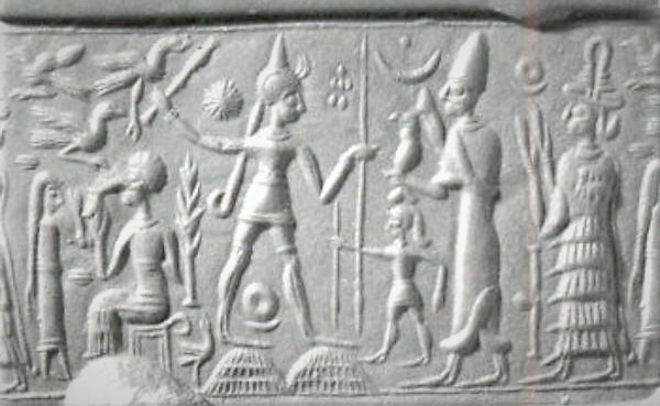 4b - Nannar's Moon crescent symbol; Goddess of War Inanna, brother Utu, & Ninsun