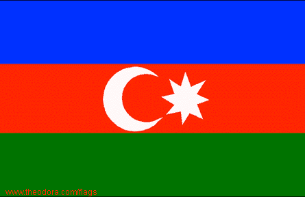 5b - Azerbaijan Flag, Moon's Crescent, 8-Pointed Star