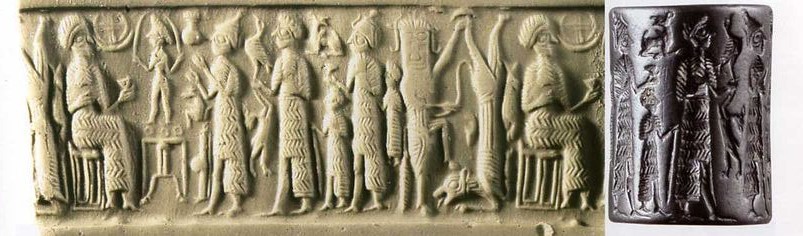 62 - encircled naked Inanna in Gilgamesh scene, Uruk artifact