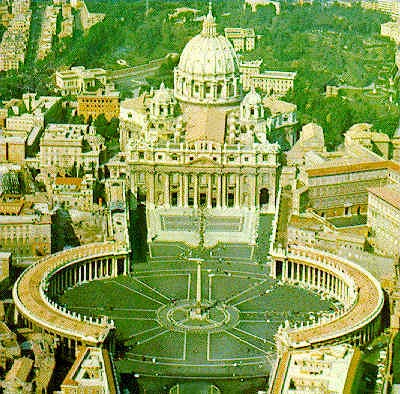 92 - Anu's 8-pointed star symbol & planet Nibiru cross symbol covertly displayed in St. Peter's Square