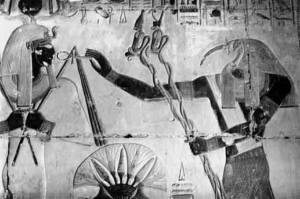 Thoth with horned serpents of Ningishzidda