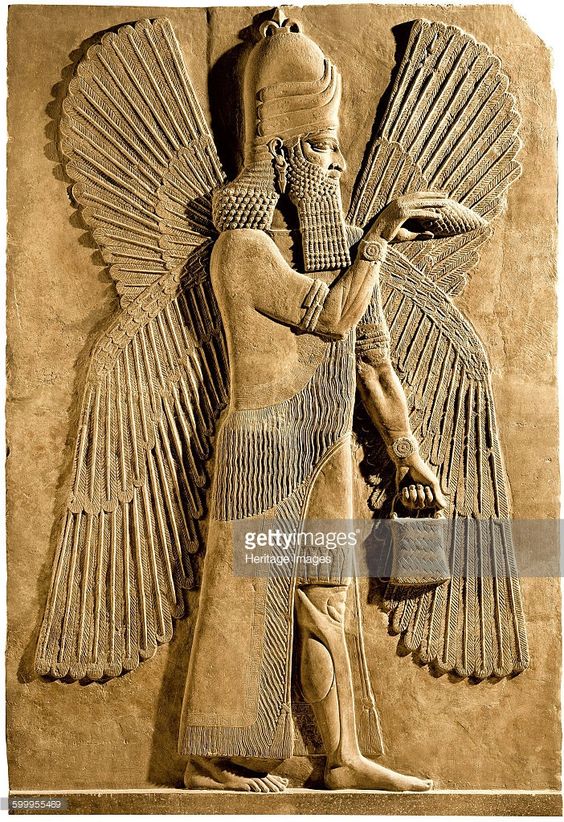 1na - Ninurta with pilot wings; relief from Palace of Assyrian King Sargon II; his wings depict pilot abilities, not angels that fly with wings, man is way too heavy to do that!
