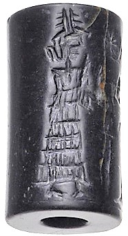 1q - seal of 2/3rds divine king & his mother the goddess Ninsun, spouse to semi-divine King Lugalbanda