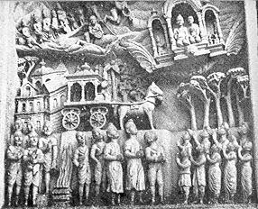 64 - India - Rock Carving of sky-gods hovering in their sky-shem