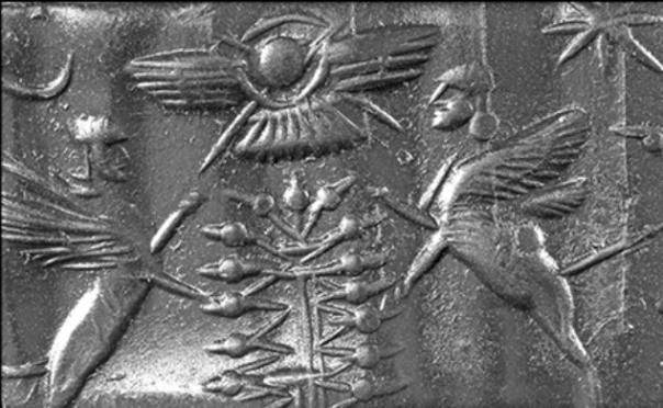 94 - unidentified gods with Tree of Life & winged sky-disc