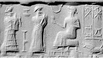 4eb - rare ancient artifact of Aia / Aya, her spouse Utu, & his father Nannar