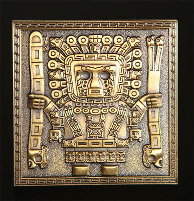 51 - Antique Gold Tiahuanaco Gateway of the Sun; Utu is the Sun god, but Viracocha is also thought to be the storm god Adad