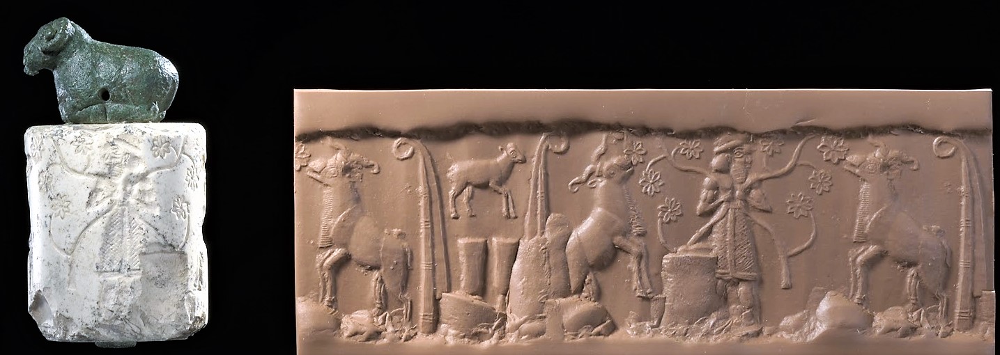 5b - Dumuzi the Shepherd & his stags, ancient artefact from Uruk