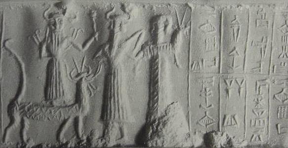 13 - Marduk on Mushhushshu, Nabu & his animal symbol held by mixed-breed Babylonian king