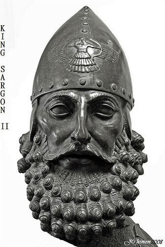 15k - Ashur in his sky-disc engraved into Assyrian King Sargon II's helmet