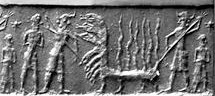 16l - semi-divine king, unidentified god battles Mushhushshu & Ashur