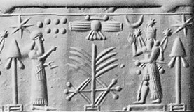 2b - Enlil & son Ninurta_ Marduk's Rocket-Spade, Anu's 8-Pointed Star, Enlil's 7-Planets, Nibiru's Sky-Disc, & Nannar's Moon Crescent symbols