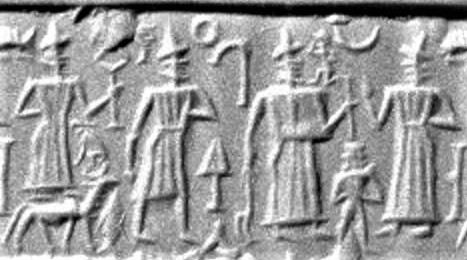 33 - Nabu, Ashur, Marduk over earthling in background, & Nannar