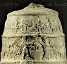 37 - top panel_ Nabu's Tablet & animal, Marduk's Spade-Rocket & animal, Ninhursag's Umbilical Chord Cutter, & at bottom  Ningishzidda's Snake symbols on a Babylonian kudurru stone