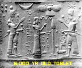 3d - Enlil's 7-Planets,, Nannar's Moon Crescent, Nibiru's winged Sky-Disc, Anu's 8-Pointed Star, Marduk's long Rocket, & Bau's dog symbols