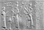 43 - Enlil's 7-Planets, Inanna's 8-Pointed Star, Nannar's Moon Crescent, & Marduk's Rocket symbols_ Ninhursag, Ninurta, & Adad atop his ziggurat residence1