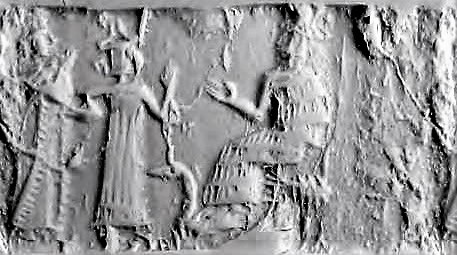 13 - female goddess brought by unidentified god before Nanshe