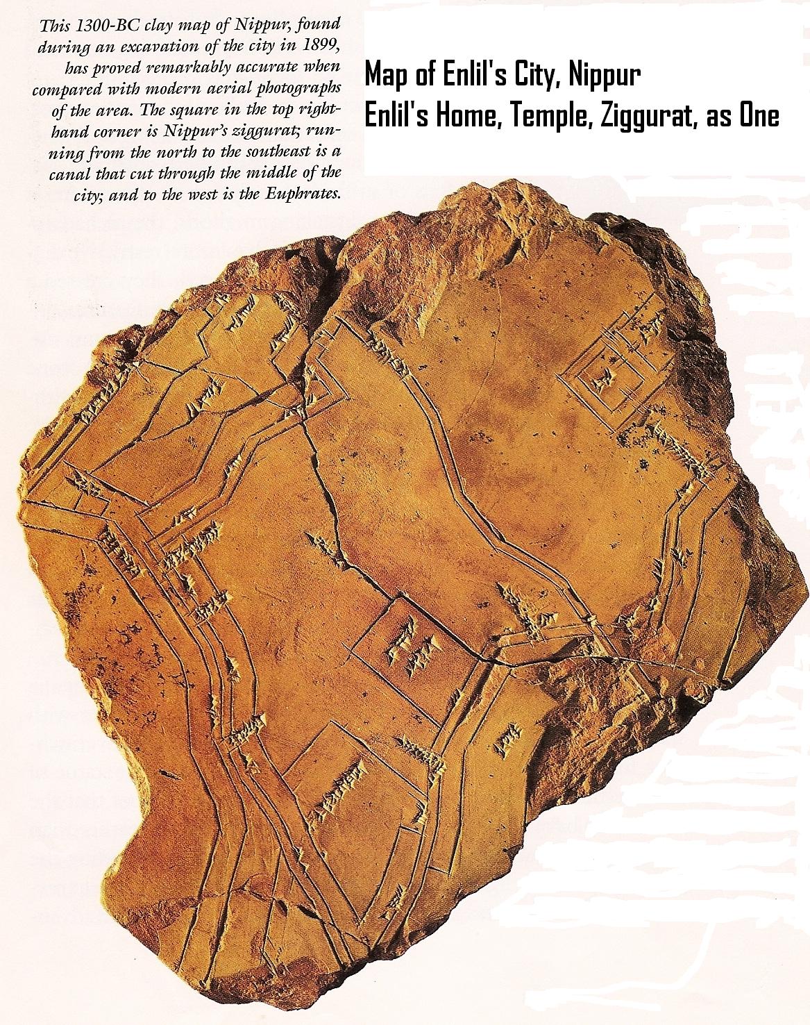 18a - Nippur City Map, Enlil's landing site atop his ziggurat in Nippur