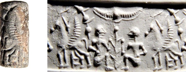 7 - unidentifieds at the Tree of Life under a winged sky-disc, Pegasus stands by ready & able