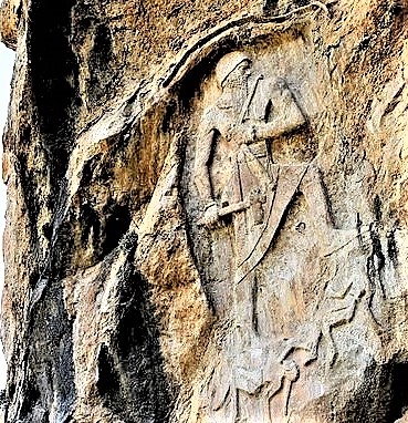 4e - giant King Naram-Sin Rock Relief at Darband-i-Gawr, Qaradagh Mountain, Sulaymaniyah. Iraq