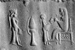 5j - unidentified giant goddess, smaller earthling attendee, & giant goddess Ninhursag