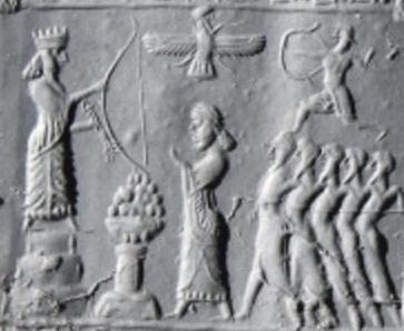 12 - Marduk & spouse Sarpinat_ Marduk & NInurta in a sky-battle between cousins