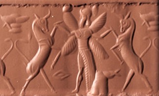 21 - Ninurta OR Marduk battle against 2 winged unidentified animal symbols for gods